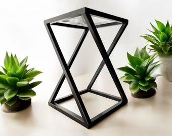 Modern X-Frame Steel Side Table – Industrial Metal End Table – Contemporary Steel Furniture – Powder-Coated Small Table for Home & Office