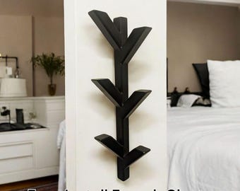 Modern Tree Branch Wall-Mounted Metal Coat Rack – Industrial & Minimalist Entryway, Towel And Clothing Hanger – French Cleat Hanging System