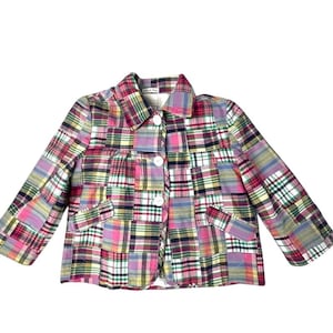 Vintage Tweeds Madras Patchwork Plaid Jacket Women's Small Preppy 80s 90s India