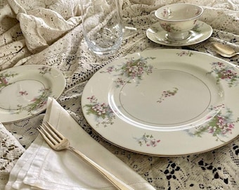 Vintage Äppelblom Porslin 3-delad Bordsdukning Haviland Cottagecore Romantisk Soft Girl Heritage