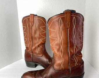 Vintage 1982 Western Cowboy Boots 10D Mens Brown Leather  10D Ranch Heritage USA