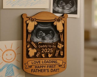 First Father's Day Ultrasound Frame: Engraved Wood Keepsake, Daddy-to-Be Gift