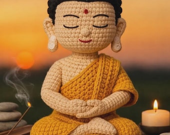 Handmade Crochet Buddha Doll, Amigurumi Meditation Buddha, Spiritual Crochet Decor, Zen Home Decoration, Mindfulness Gift
