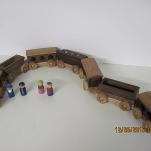 Seven Car Wood Train Set with Hand Painted People