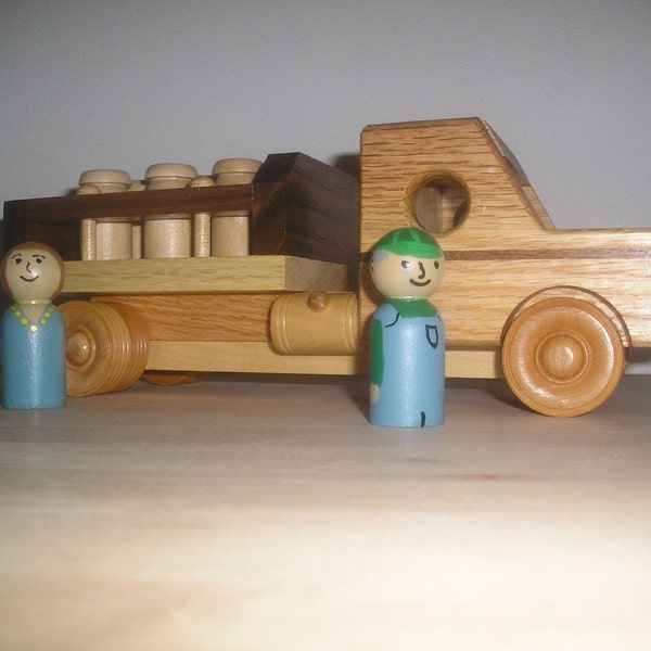 Milk Truck with Hand Painted Farmer and His Wife (Hand-rubbed beeswax finish)