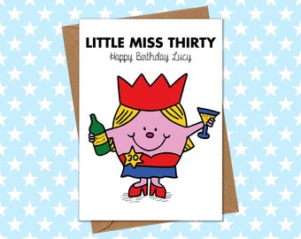 Funny Personalised 30th Birthday Card - Little Miss Thirty