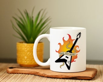 Dad You Rock! Guitar Mug Gift - Father's Day or Birthday Gift