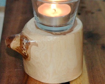 Cedar wood candle/votive/tea light stand