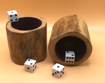 Pair of petite wood dice cups - Oak