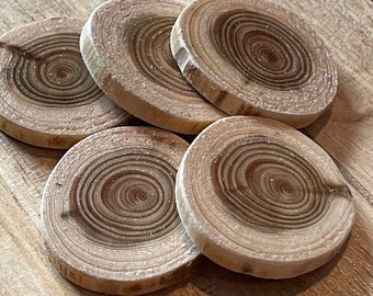 Arborvitae wood buttons-5 pc set