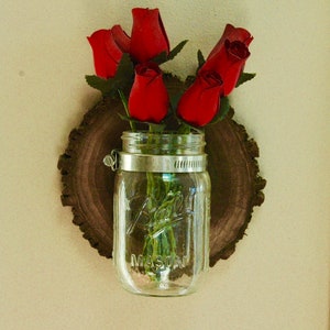 Mason jar wall sconce - Black Walnut