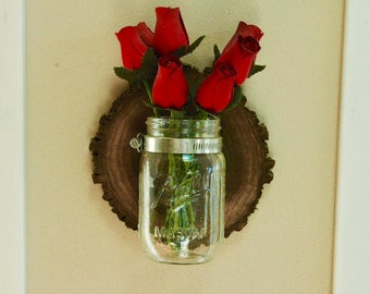 Mason jar wall sconce - Black Walnut