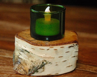 Birch wood candle/votive/tea light stand - reversible