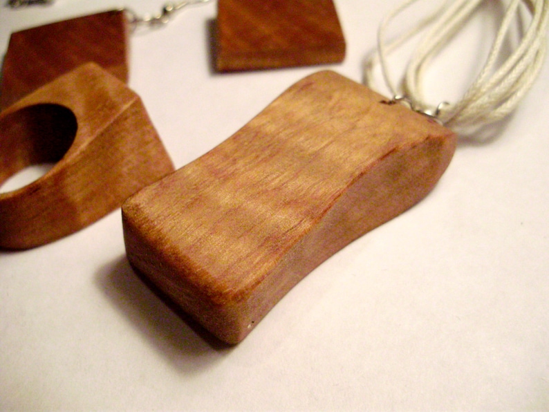 Exotic Pyinma wood ring pendant and earrings set