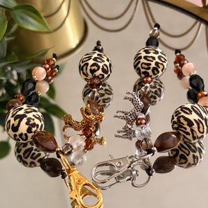 Leopard print, Leopard Taschenanhänger mit Leopardenmuster, Taschenanhänger, Y2K Style Perlen, Taschenschmuck, Geschenk, Taschenschmuck