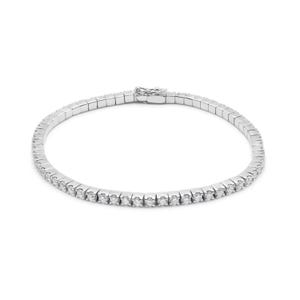 925 Sterling Silver Tennis Bracelet - Round Cubic Zirconia and Diamond Bracelet