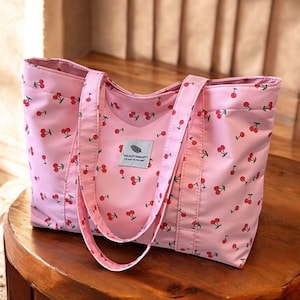 Fruity Tote Bag Cherry Strawberry - Jeden Tag Handtasche mit großer Kapazität - Bezaubernd gemustert