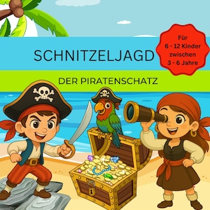 Pirate scavenger hunt / treasure hunt for children's birthdays to print out and get started from 3, 4, 5, 6 years