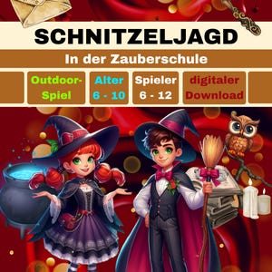 宝探しゲーム、子供の誕生日のための魔法学校、魔女、魔法使い、魔女学校、魔法、6、7、8、9、10 歳以上
