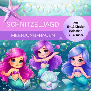 Mermaid scavenger hunt / treasure hunt for children&#39;s birthdays, underwater adventure for children from 3, 4, 5, 6 years
