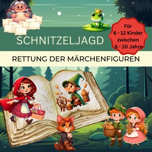 Schnitzeljagd / Schatzsuche Märchen für Kindergeburtstag zum Ausdrucken Prinzessin, Gebrüder Grimm für Kinder ab 6, 7, 8, 9, 10 Jahre