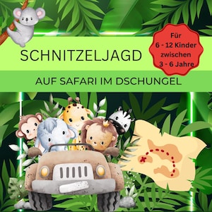 Jungle scavenger hunt / treasure hunt for children&#39;s birthdays to print out, safari, jungle, animals for children ages 3, 4, 5, 6 and up