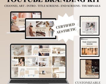 YouTube Branding Kit | Neutral Canva Templates (Editable)