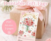 Valentine’s Day Printable Gift Tags | Romantic Floral Love Tags PDF | Instant Download