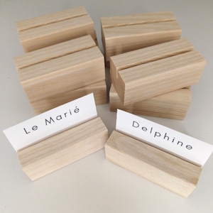 Lot 10 porte-prénom, présentoir pour carte en bois 6 cm, support bois pour numéro de table, affichage de menu, porte-carte, marque-places