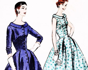 1950s Dress Pattern for Womens Fit and Flare Dress Vintage Sewing Pattern Vogue Misses Size 12 UNCUT