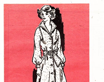 1970s Dress Pattern 34 Bust Womens Bishop Sleeve Button Dress with Stand Up Collar Misses size 12 UNCUT