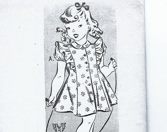 Girls size 8 Pinafore Dress Pattern with Puff Sleeves size 8 1940s Pattern