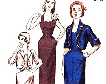 1940s Dress Pattern Sundress with Pockets Bolero Jacket UNCUT