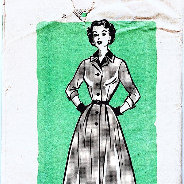 Shirtwaist Dress Pattern 1950s with Flared Skirt Misses size 14 UNCUT