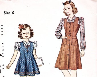 Girls size 6 Jumper Pattern Jumper Dress with Blouse Simplicity Pattern