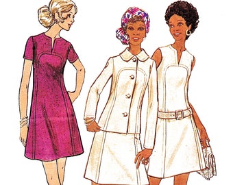 Butterick Plus Size Sewing Pattern 41 Bust Women's 1970s A line Dress with Jacket Half Size 18.5 Pattern