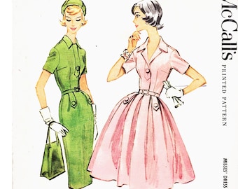1950s Shirtwaist Dress Pattern with Full Skirt or Sheath size 14 McCalls Pattern