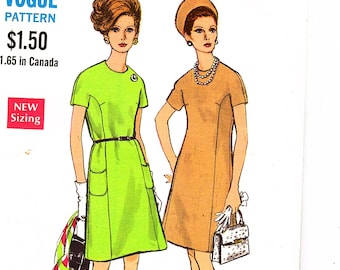 Vintage Plus Size Dress Pattern 41 Bust Womens Aline Dress Princess Seam Dress Half Size 1960s Vogue Pattern