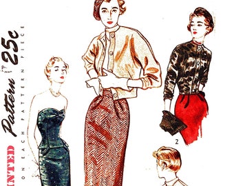 1940s Jacket Pattern with Strapless Top, Skirt, Beret Hat 32 Bust size 14 UNCUT