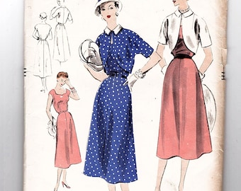 1950s Dress Pattern Women's Short Sleeve Dress and Jacket Bolero 34 Bust size 16 UNCUT