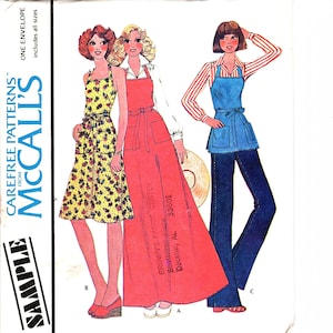 1970s Apron Dress Pattern Wrap Apron Smock Apron Cobbler Apron Large Pockets UNCUT Multi Size