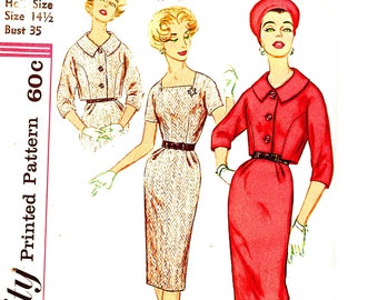 1960s Dress Pattern Womens Short Sleeve Dress and Jacket 35 Bust UNCUT