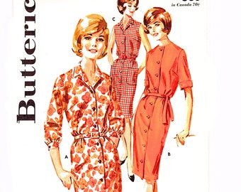 1960s Shirtwaist Dress Pattern 34 Bust Womens Shirt Waist Dress size 14