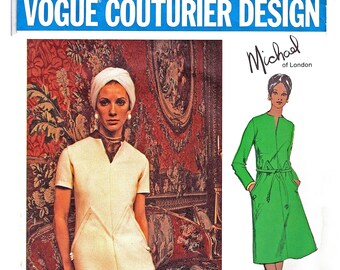 60s Michael of London Vogue Couturier Pattern A line Dress Pattern 1960s size 12 Bust 34