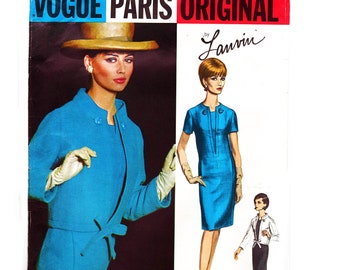Lanvin 1960s Dress Pattern Vogue Paris Original Dress Pattern Womens Dress with Jacket Pattern 34 Bust size 14 Vintage Sewing Pattern