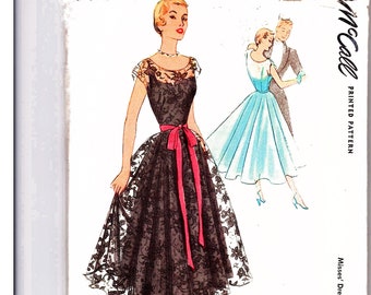 McCalls 1950s Dress Pattern Womens Dress and Slip Evening Dress Pattern Size 14 Bust 32 UNCUT