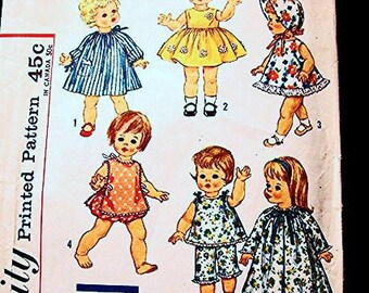 Vtg Doll Clothes Dress Pattern ~ 18" 19" 20" Saucy Walker Tiny Tears Dy Dee 