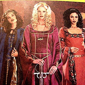Womens Medieval Renaissance Dress Pattern with Cape Historical Costume Womens Adult size 14 16 18 20 UNCUT