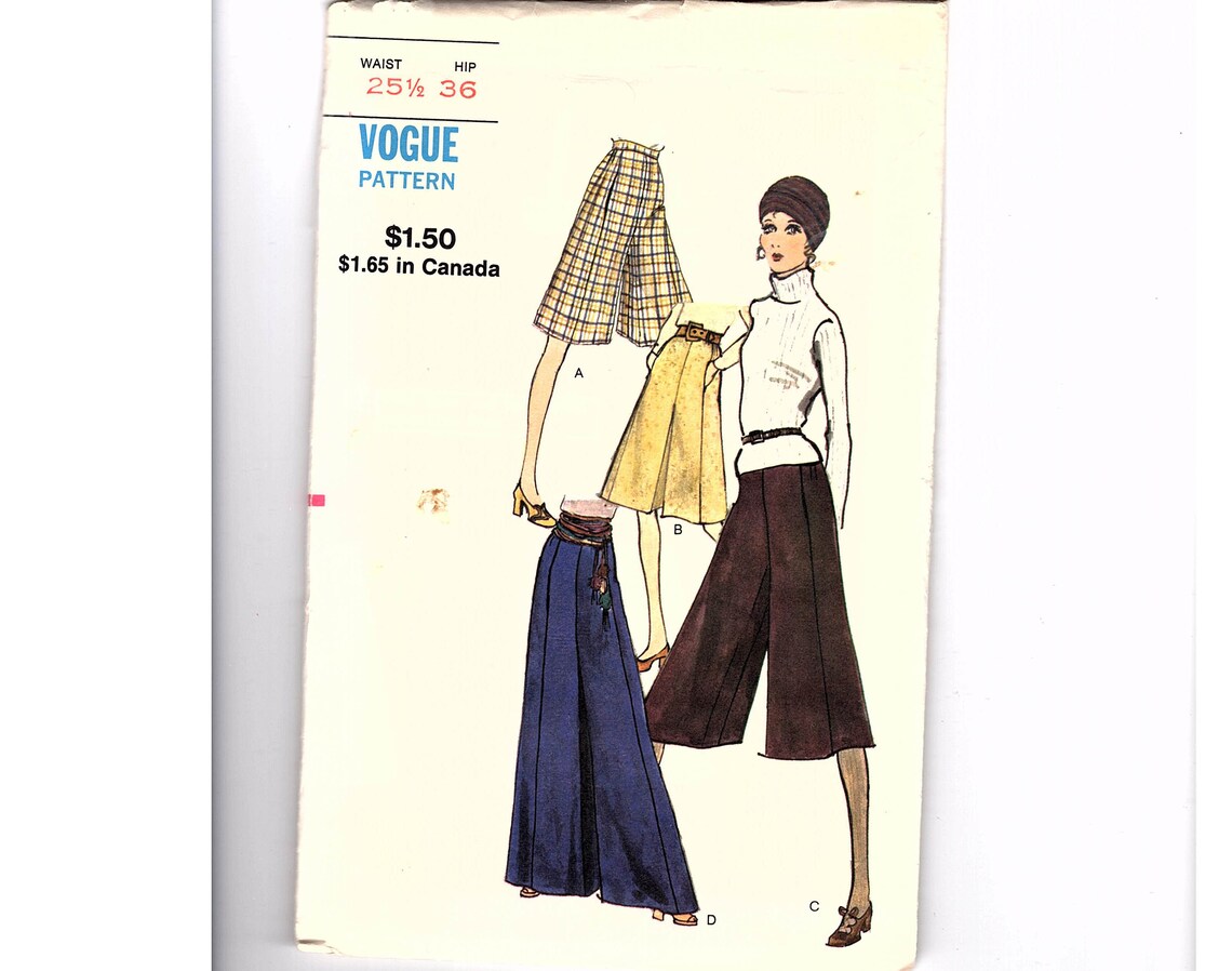 Vogue 1970s Palazzo Pants Pattern Misses 12 Womens Wide Leg | Etsy