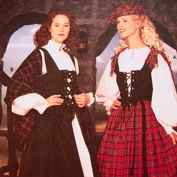 Womens Renaissance Faire Medieval Madrigal Celtic Dress Scottish Dress Costume Pattern Misses size 6 8 10 12 UNCUT